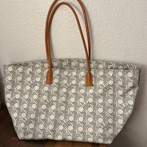 Tory Burch Canvas Basketweave Tote